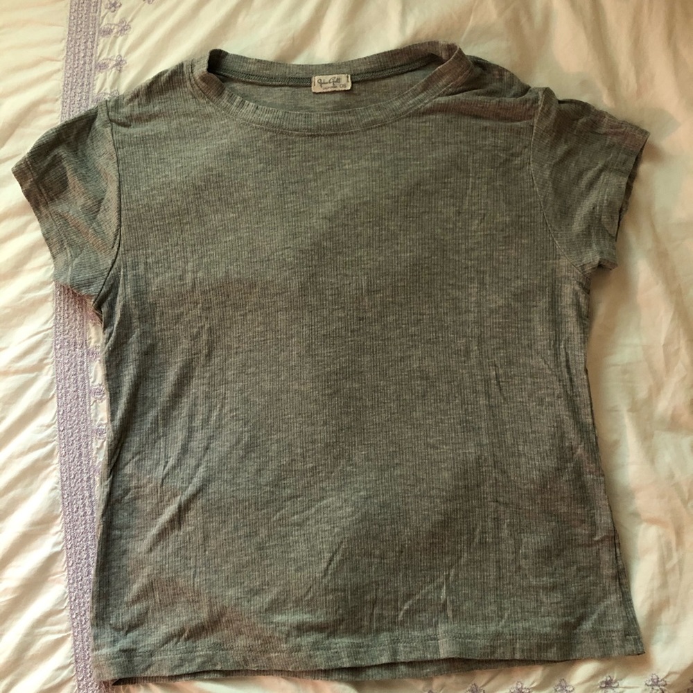 Gray Ribbed Brandy Melville T-shirt